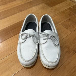 All white authentic original boat shoe